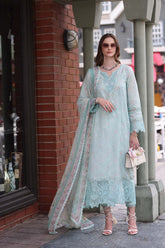 3-PC Unstitched Embroidered Lawn Noor By Saadi Asad | D6- Aqua Marine